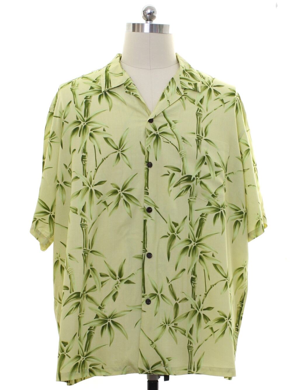 Vintage 80s Bishop St Hawaiian Bamboo Print Shirt Men's 3XL Cotton Aloha